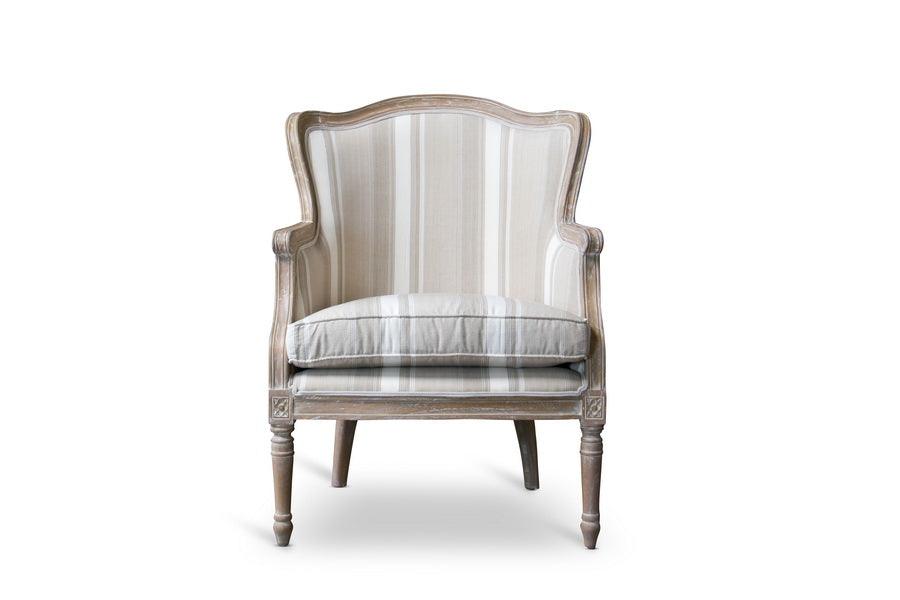 Charlemagne Traditional French Accent Chair- ( Stripe)