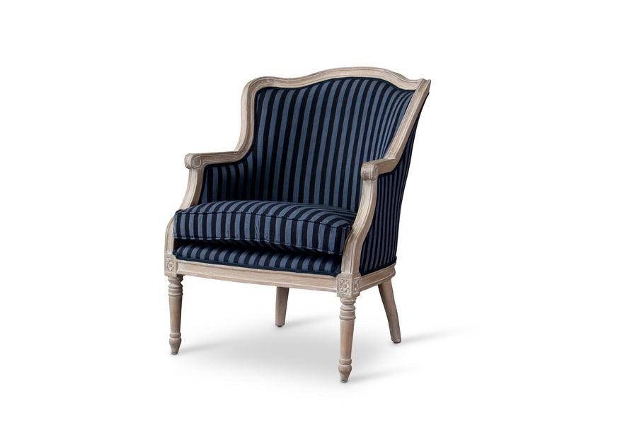 Charlemagne Traditional French and Striped Accent Chair