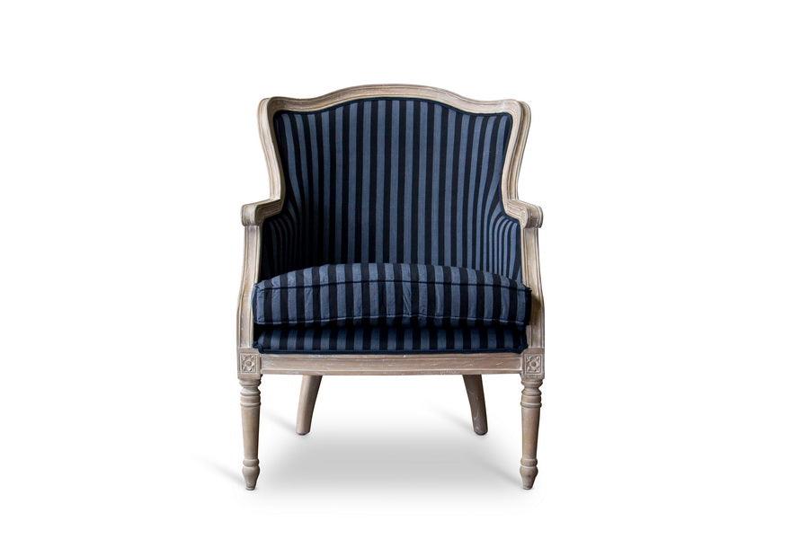 Charlemagne Traditional French and Striped Accent Chair