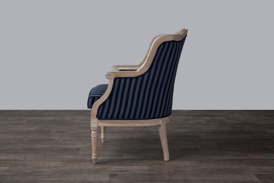 Charlemagne Traditional French and Striped Accent Chair