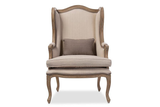 Oreille French Provincial Style Wash Distressed Two-tone Upholstered Armchair