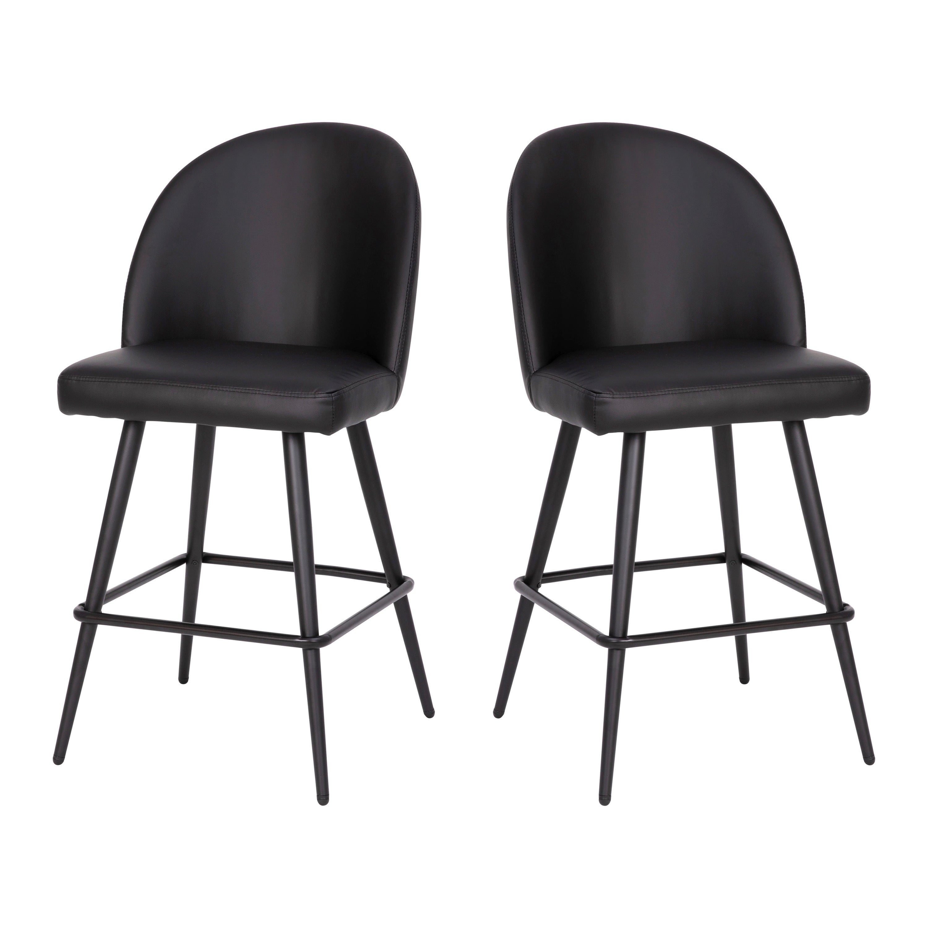 Lyla Set of 2 Commercial Modern Armless Counter Stools with Contoured Backrests, Steel Frames and Footrests-Set of 2
