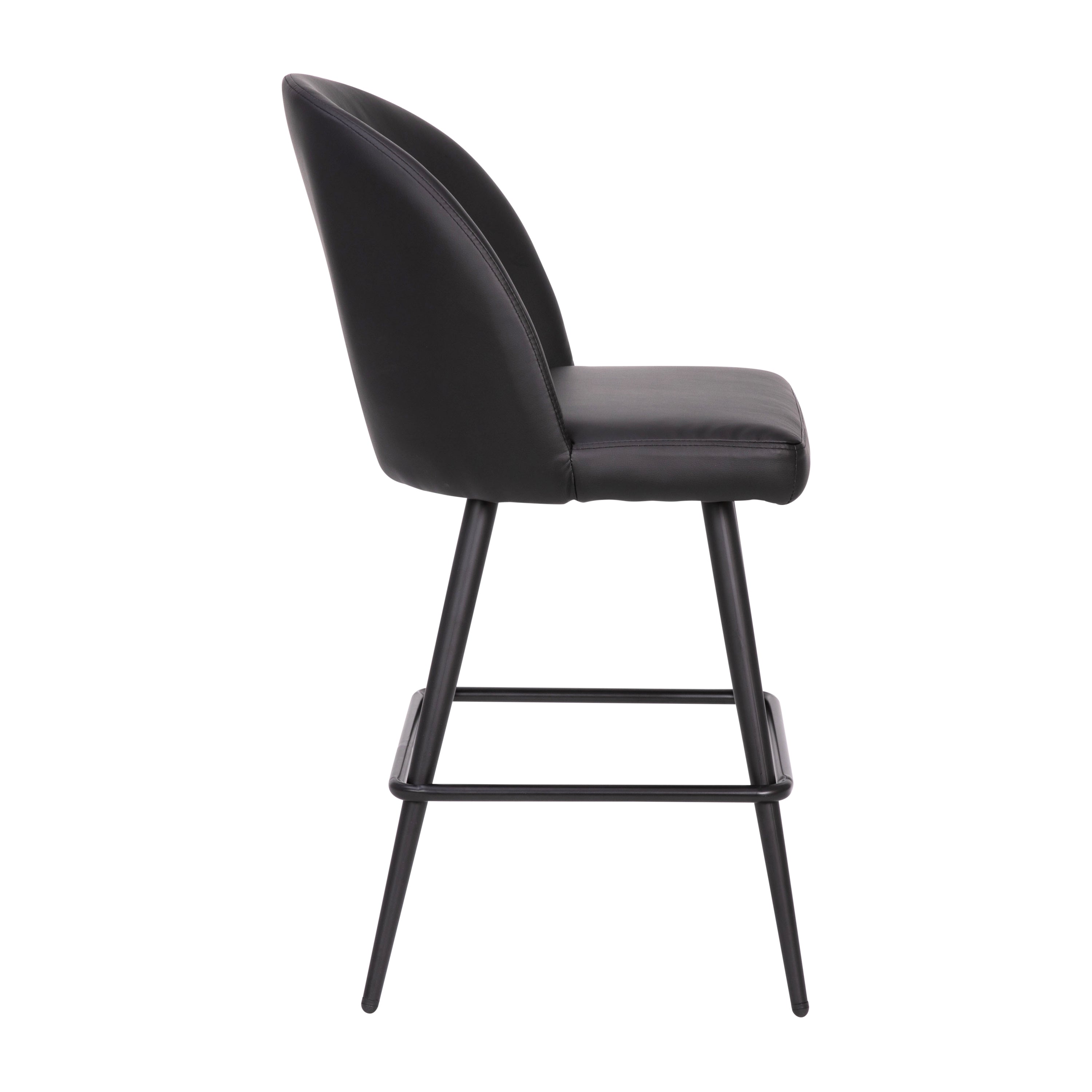 Lyla Set of 2 Commercial Modern Armless Counter Stools with Contoured Backrests, Steel Frames and Footrests-Set of 2