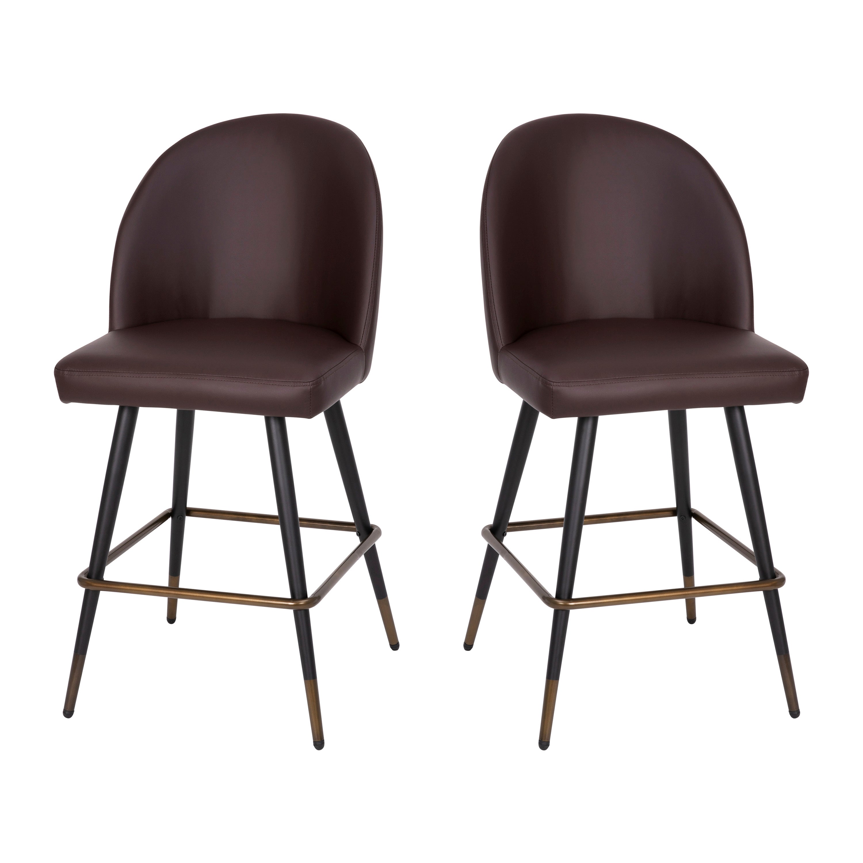 Lyla Set of 2 Commercial Modern Armless Counter Stools with Contoured Backrests, Steel Frames and Footrests-Set of 2