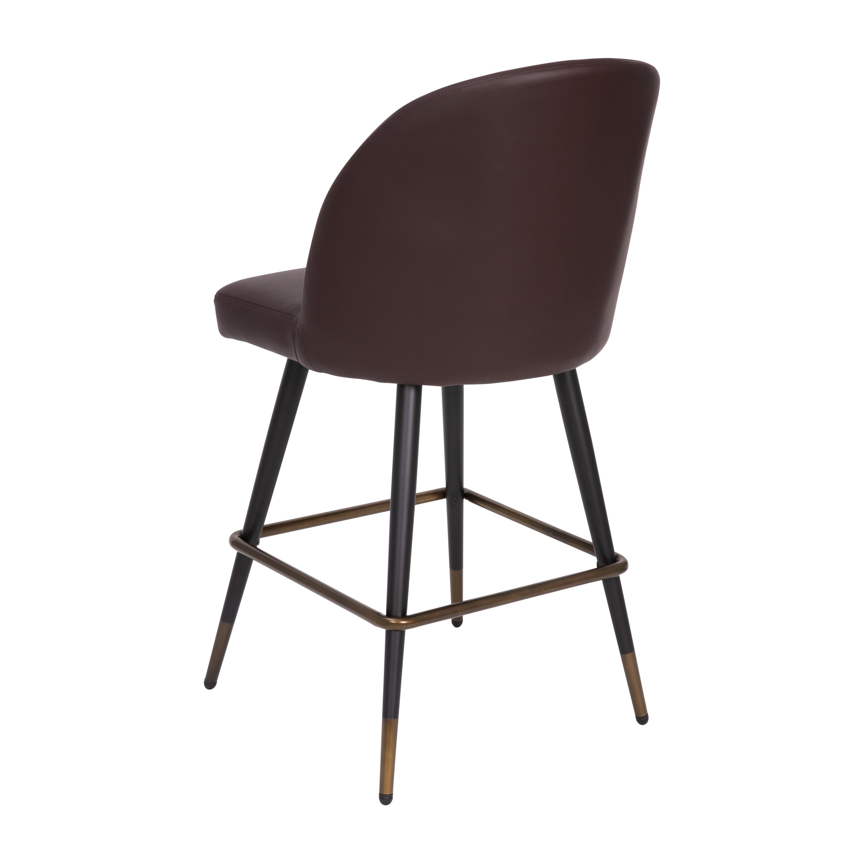 Lyla Set of 2 Commercial Modern Armless Counter Stools with Contoured Backrests, Steel Frames and Footrests-Set of 2