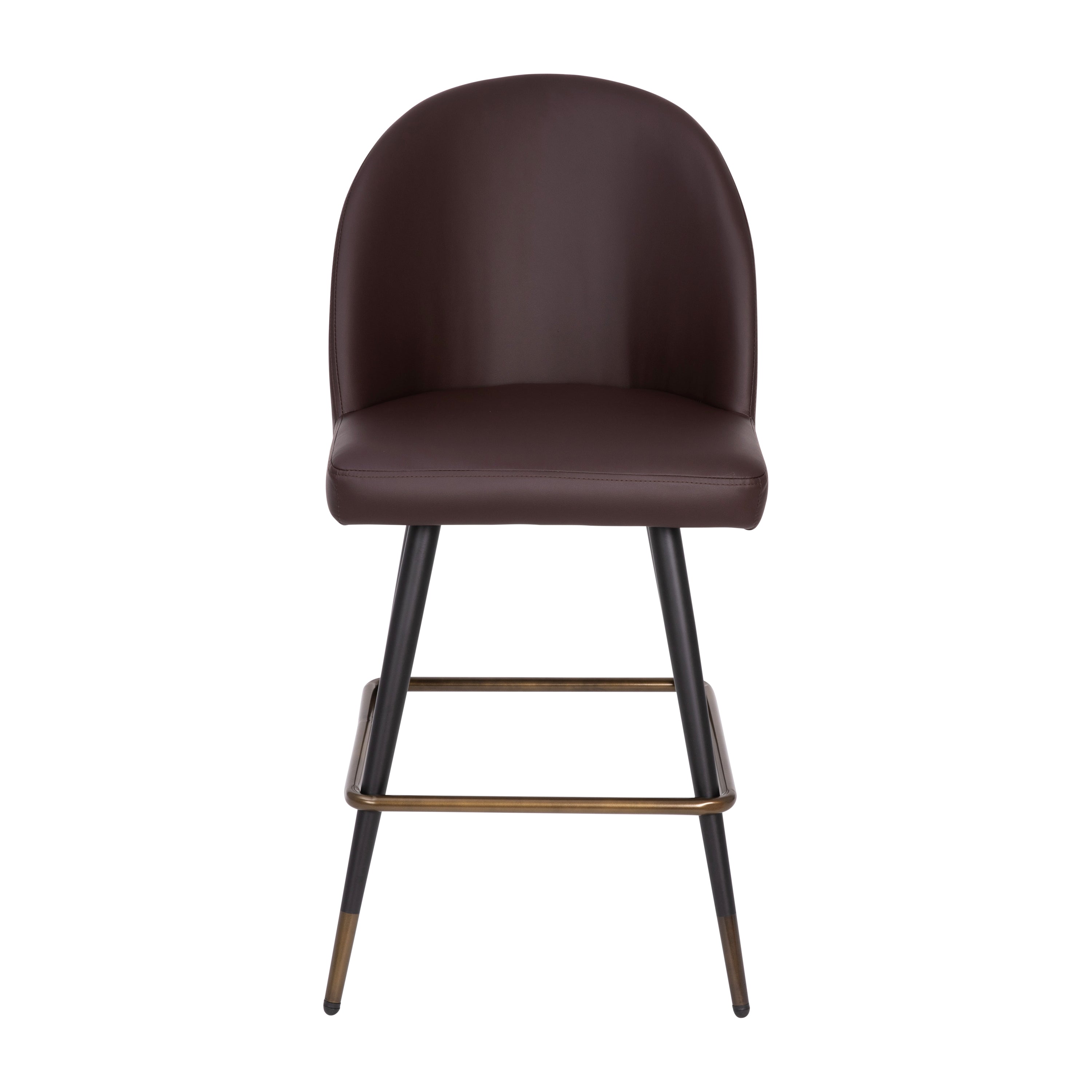 Lyla Set of 2 Commercial Modern Armless Counter Stools with Contoured Backrests, Steel Frames and Footrests-Set of 2
