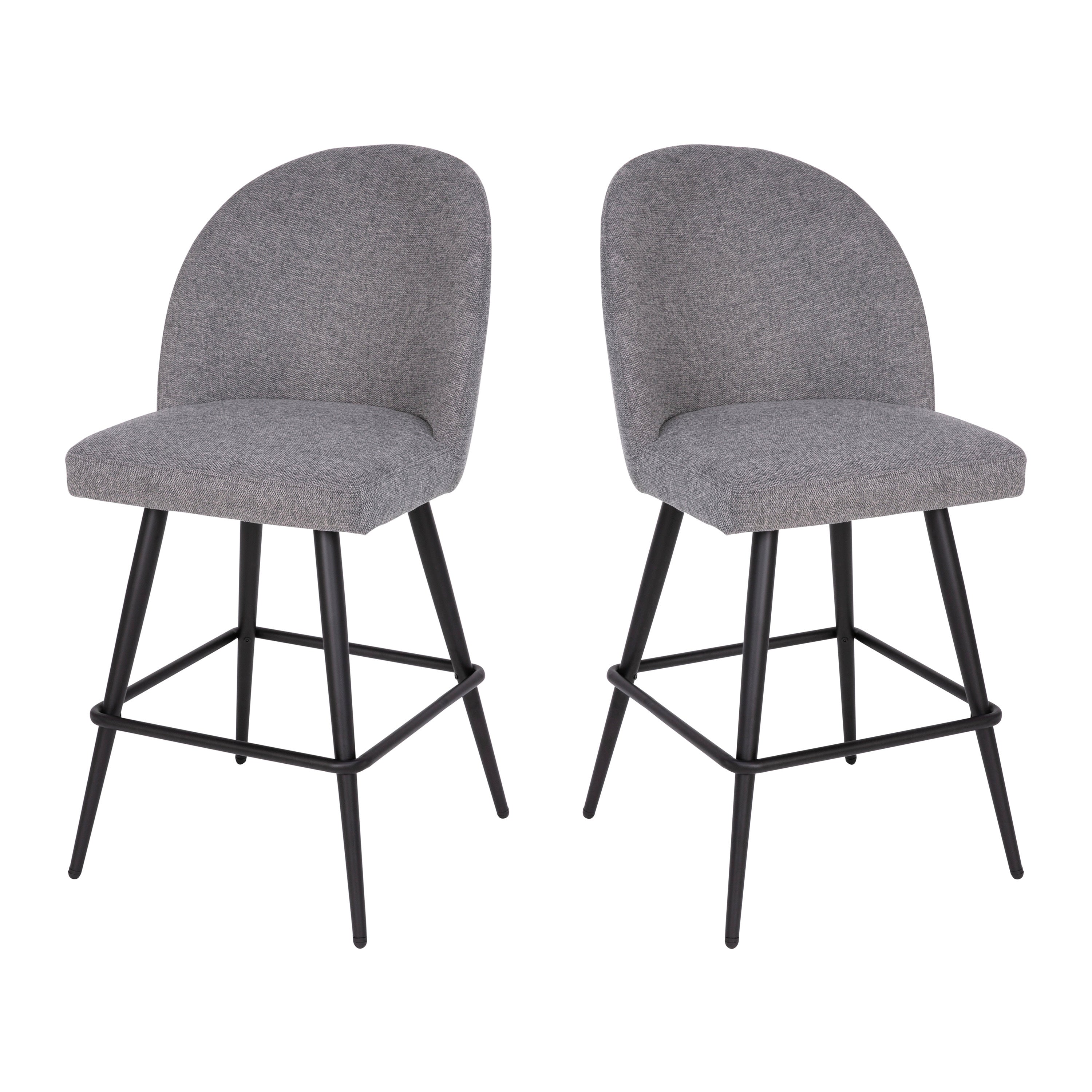 Lyla Set of 2 Commercial Modern Armless Counter Stools with Contoured Backrests, Steel Frames and Footrests-Set of 2