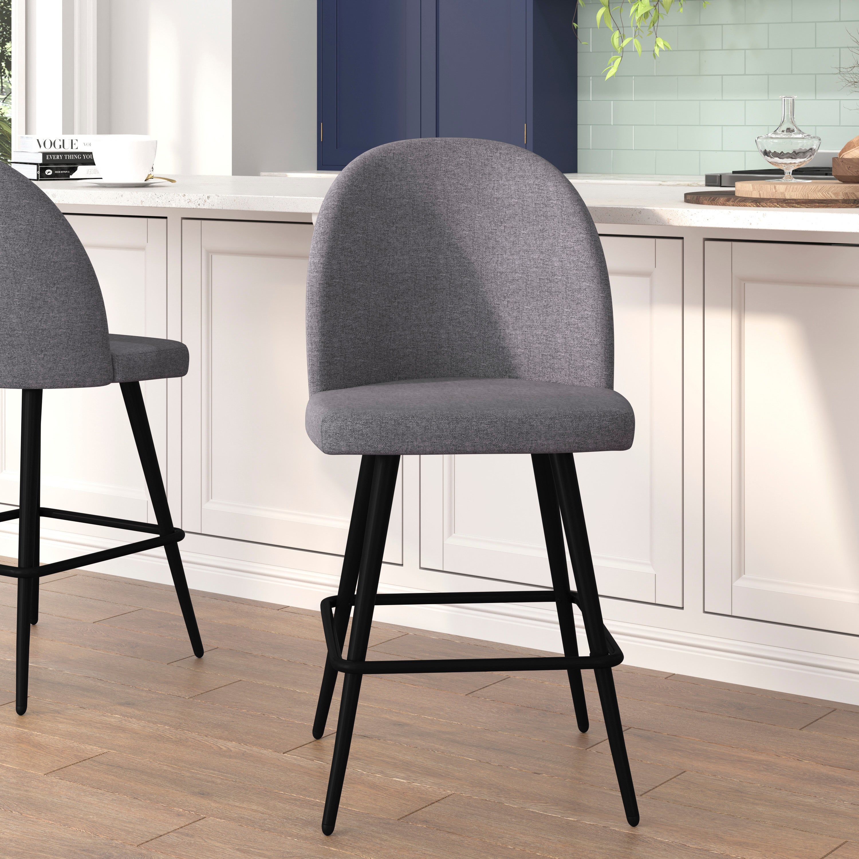 Lyla Set of 2 Commercial Modern Armless Counter Stools with Contoured Backrests, Steel Frames and Footrests-Set of 2-Barstool-Flash Furniture-Wall2Wall Furnishings