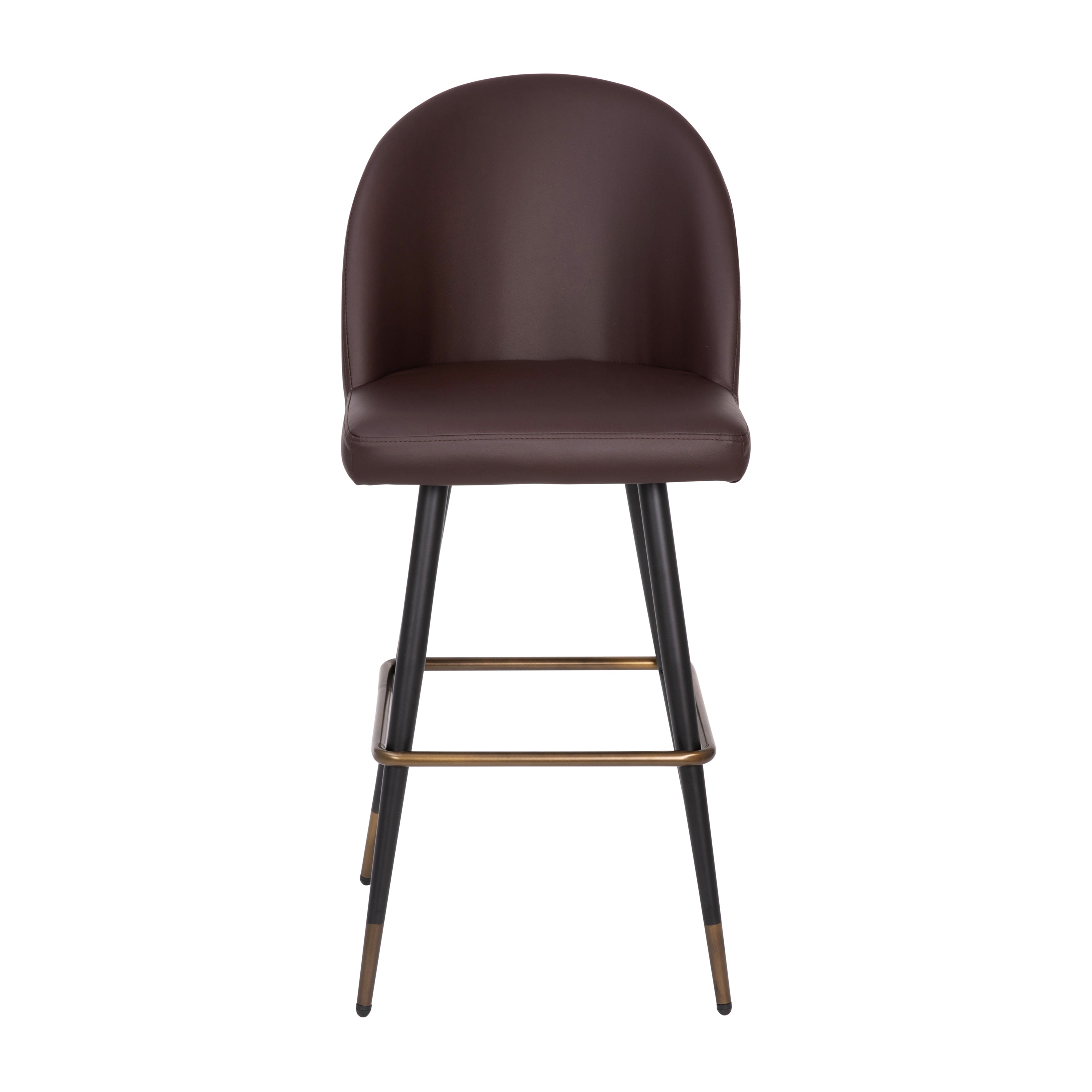 Lyla Modern Armless Barstools with Contoured Backrest, Steel Frame and Integrated Footrest - Set of 2