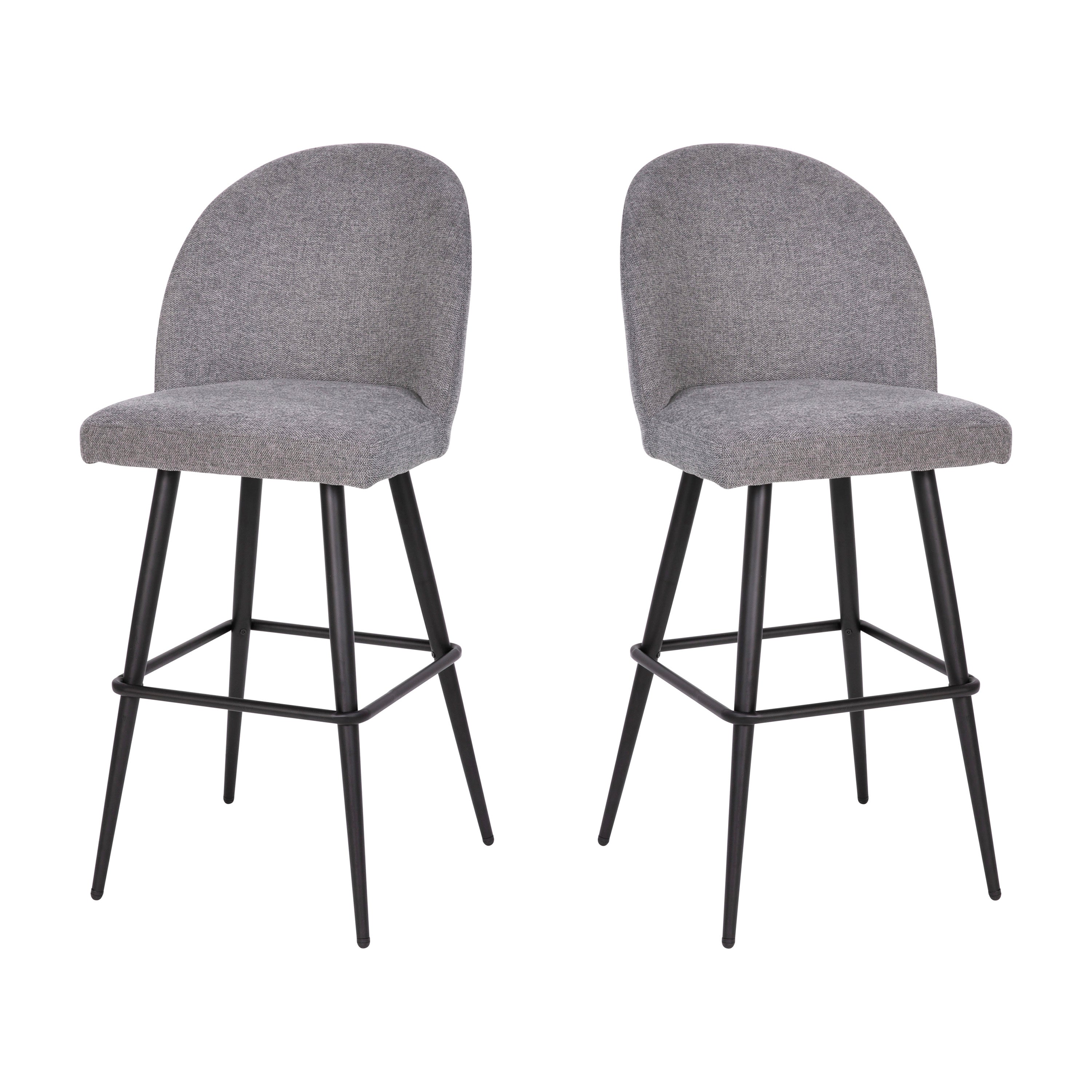 Lyla Modern Armless Barstools with Contoured Backrest, Steel Frame and Integrated Footrest - Set of 2