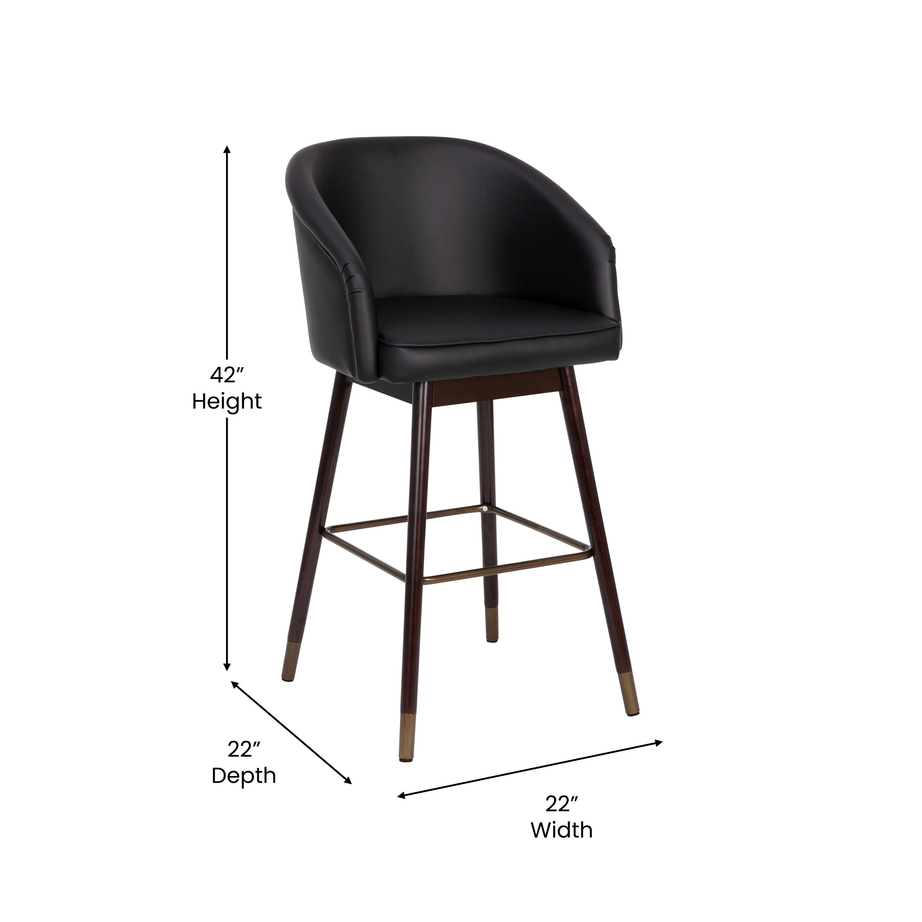 Margo Mid-Back Modern Barstool with Beechwood Legs and Curved Back