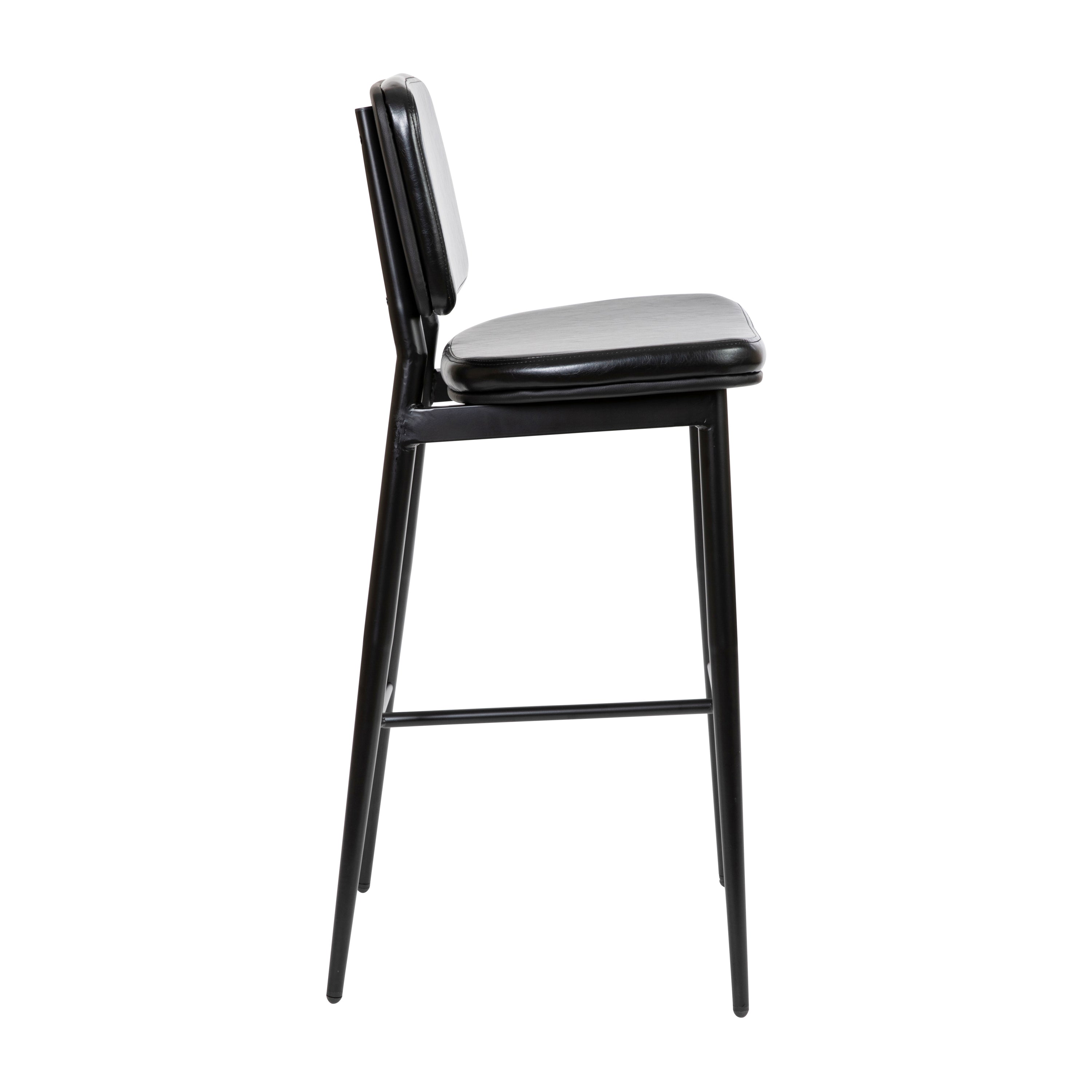 Kenzie Mid-Back Barstools - LeatherSoft Upholstery - Iron Frame with Integrated Footrest - Set of 2
