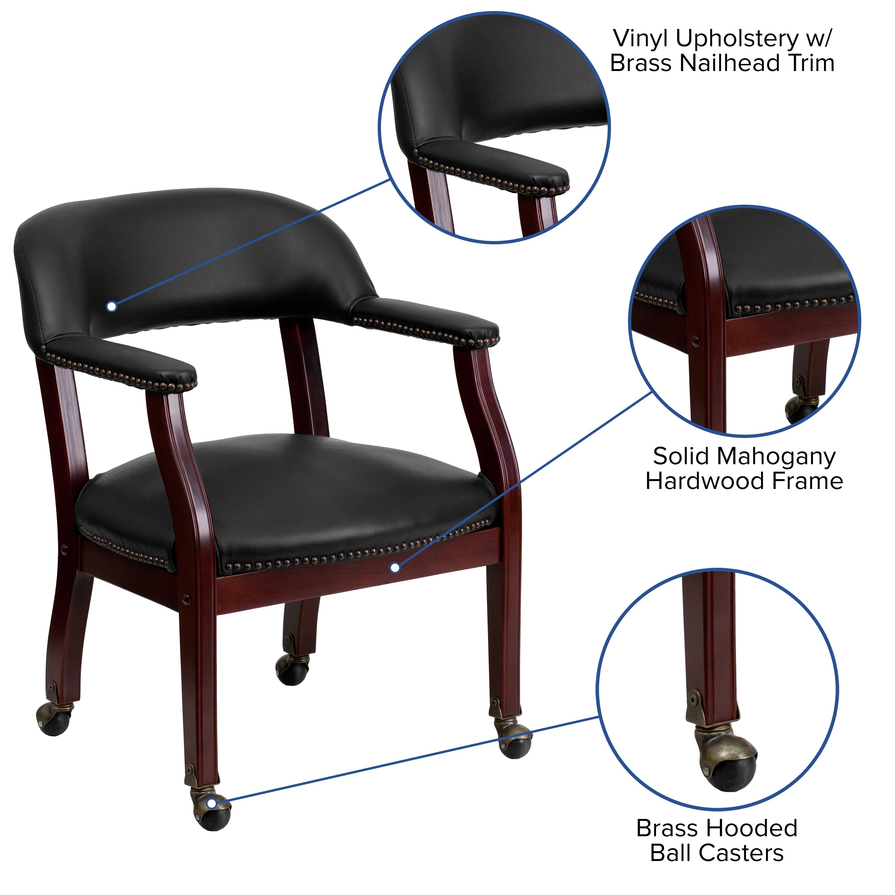 Conference Chair with Accent Nail Trim and Casters