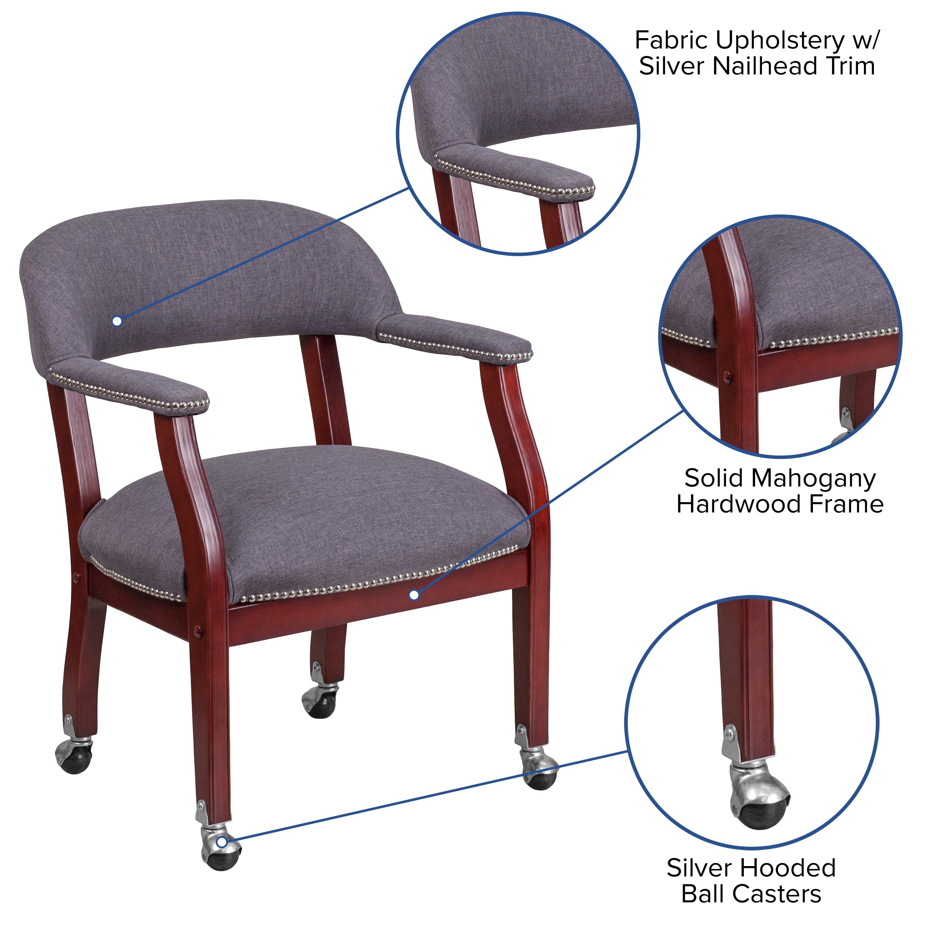 Conference Chair with Accent Nail Trim and Casters
