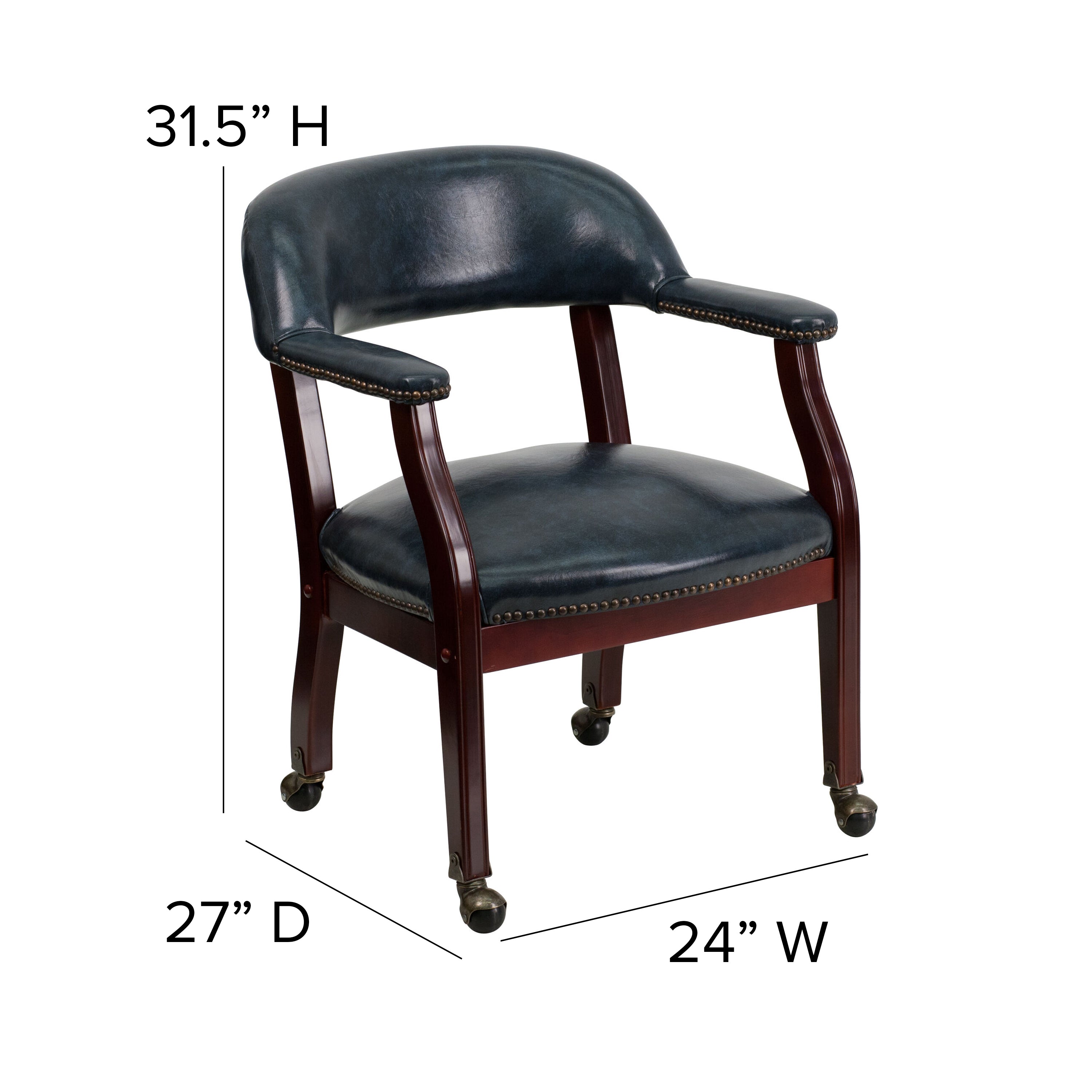 Conference Chair with Accent Nail Trim and Casters-Office Chair-Flash Furniture-Wall2Wall Furnishings