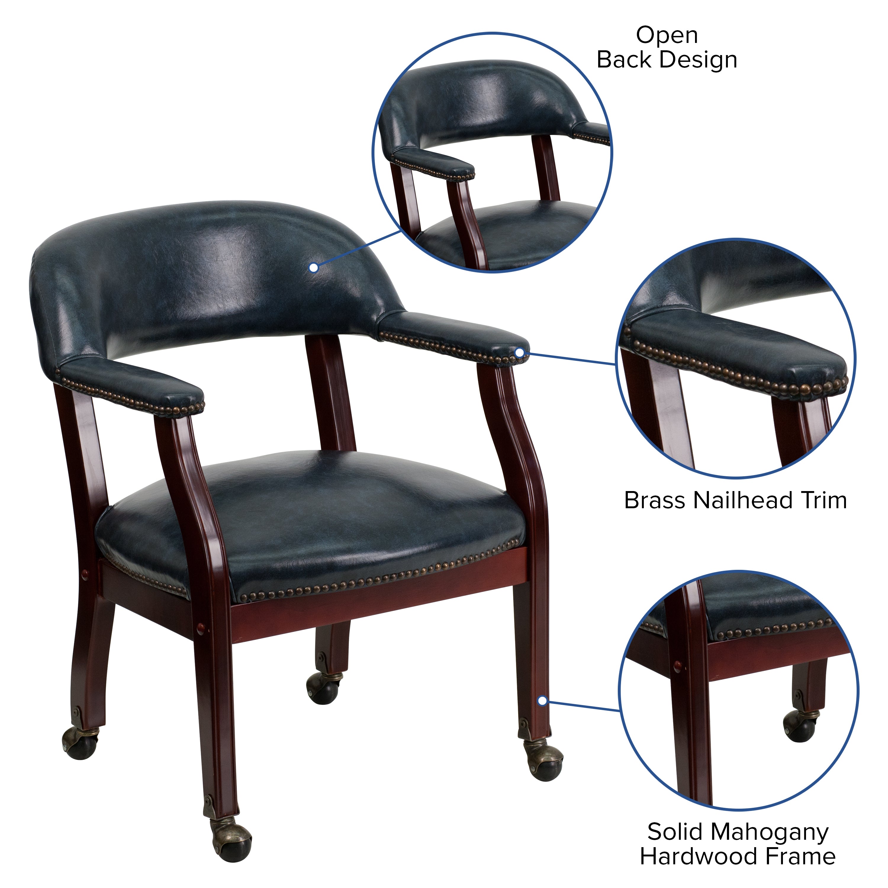 Conference Chair with Accent Nail Trim and Casters