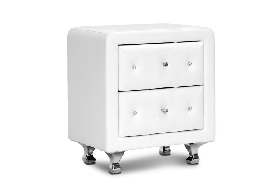 Stella Crystal Tufted Upholstered Modern Nightstand