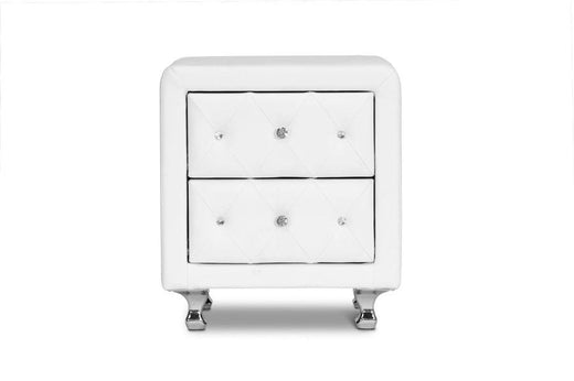 Stella Crystal Tufted Upholstered Modern Nightstand