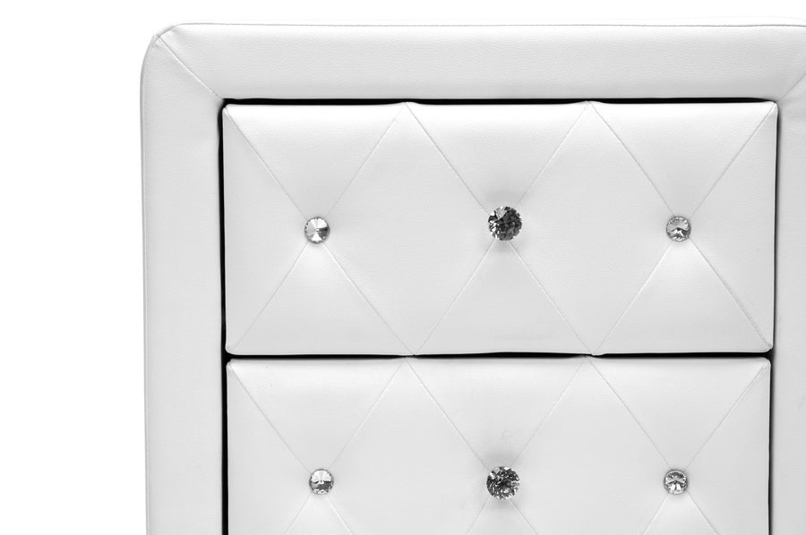 Stella Crystal Tufted Upholstered Modern Nightstand