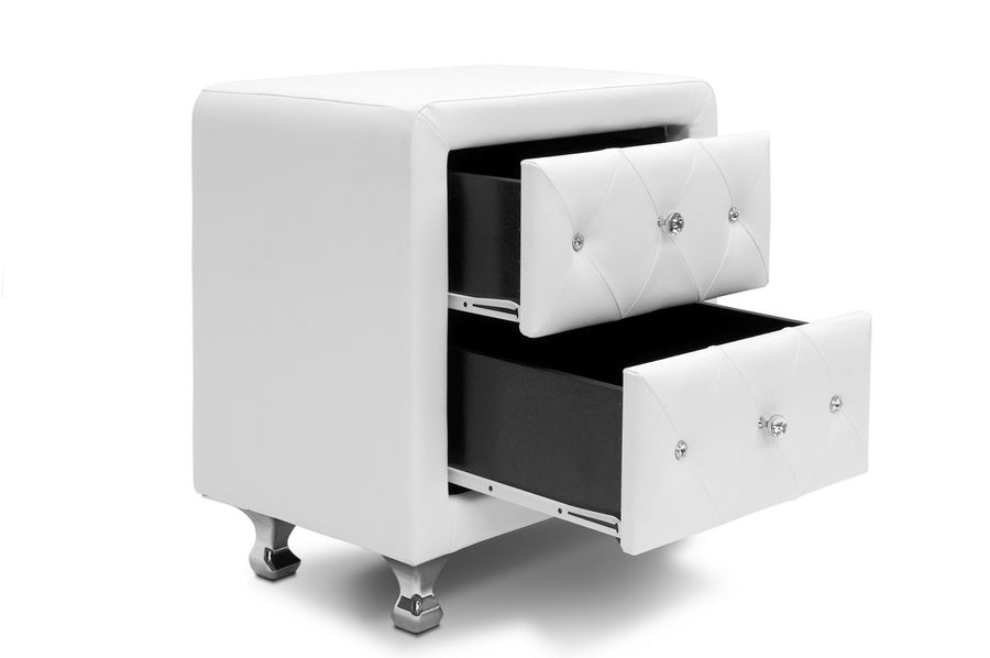 Stella Crystal Tufted Upholstered Modern Nightstand