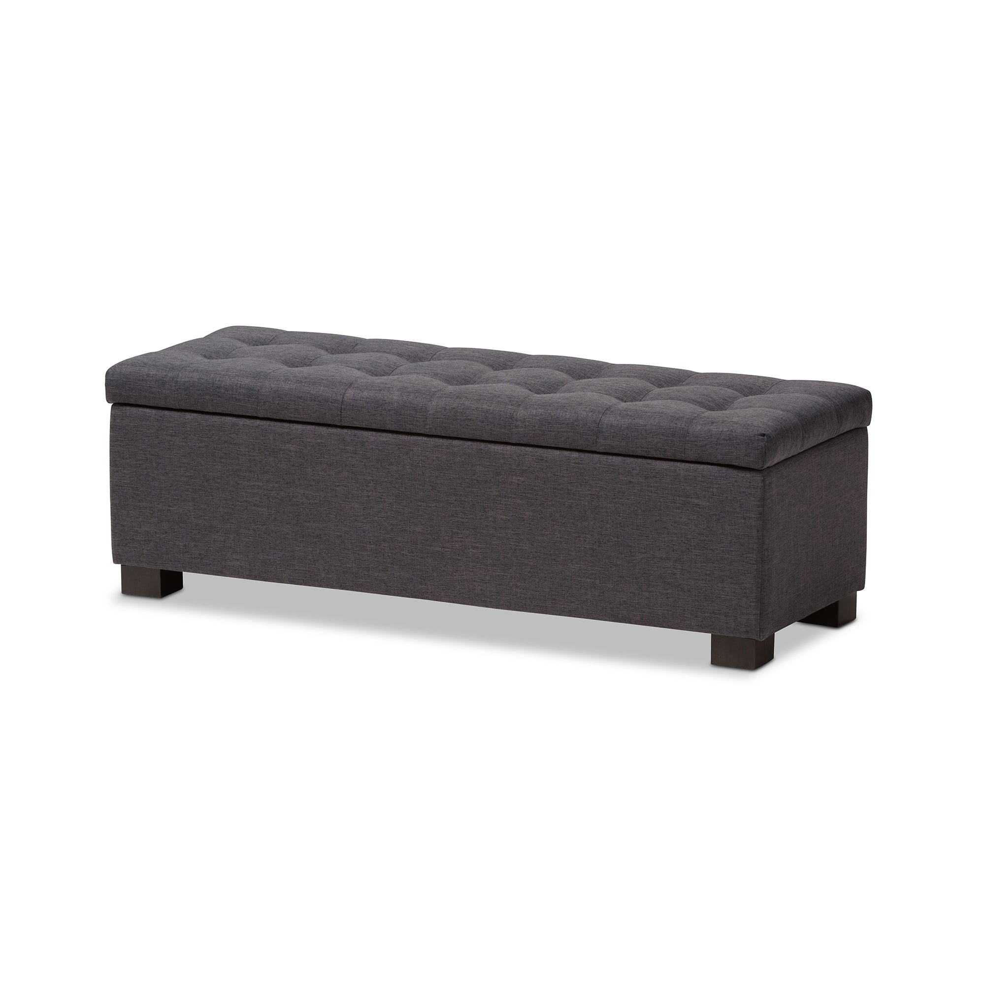 RoaNoke Modern and Contemporary Fabric Upholstered Grid-Tufting Storage Ottoman