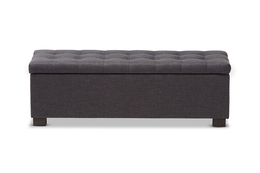 RoaNoke Modern and Contemporary Fabric Upholstered Grid-Tufting Storage Ottoman