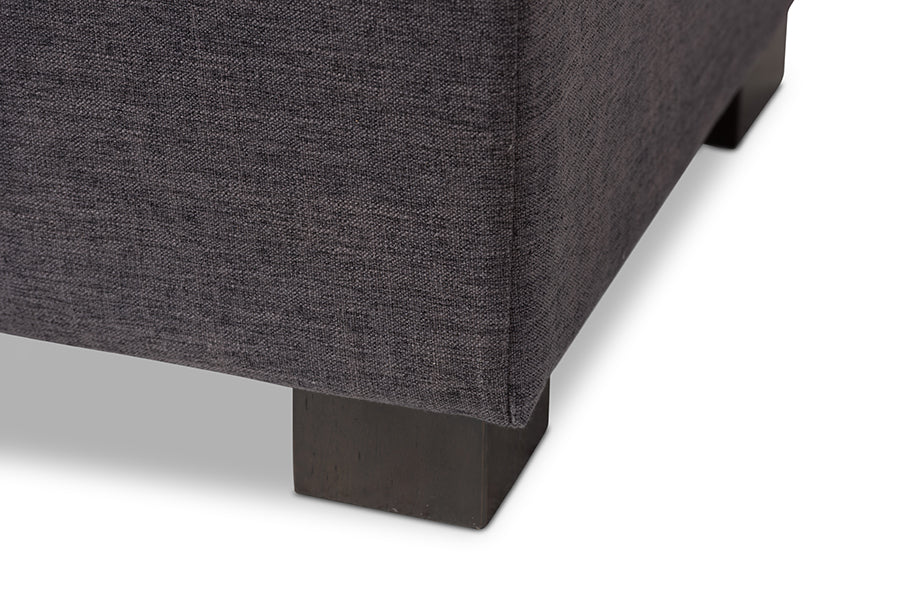 RoaNoke Modern and Contemporary Fabric Upholstered Grid-Tufting Storage Ottoman