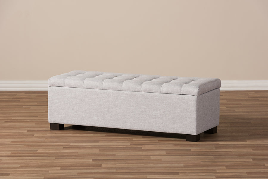 RoaNoke Modern and Contemporary Fabric Upholstered Grid-Tufting Storage Ottoman