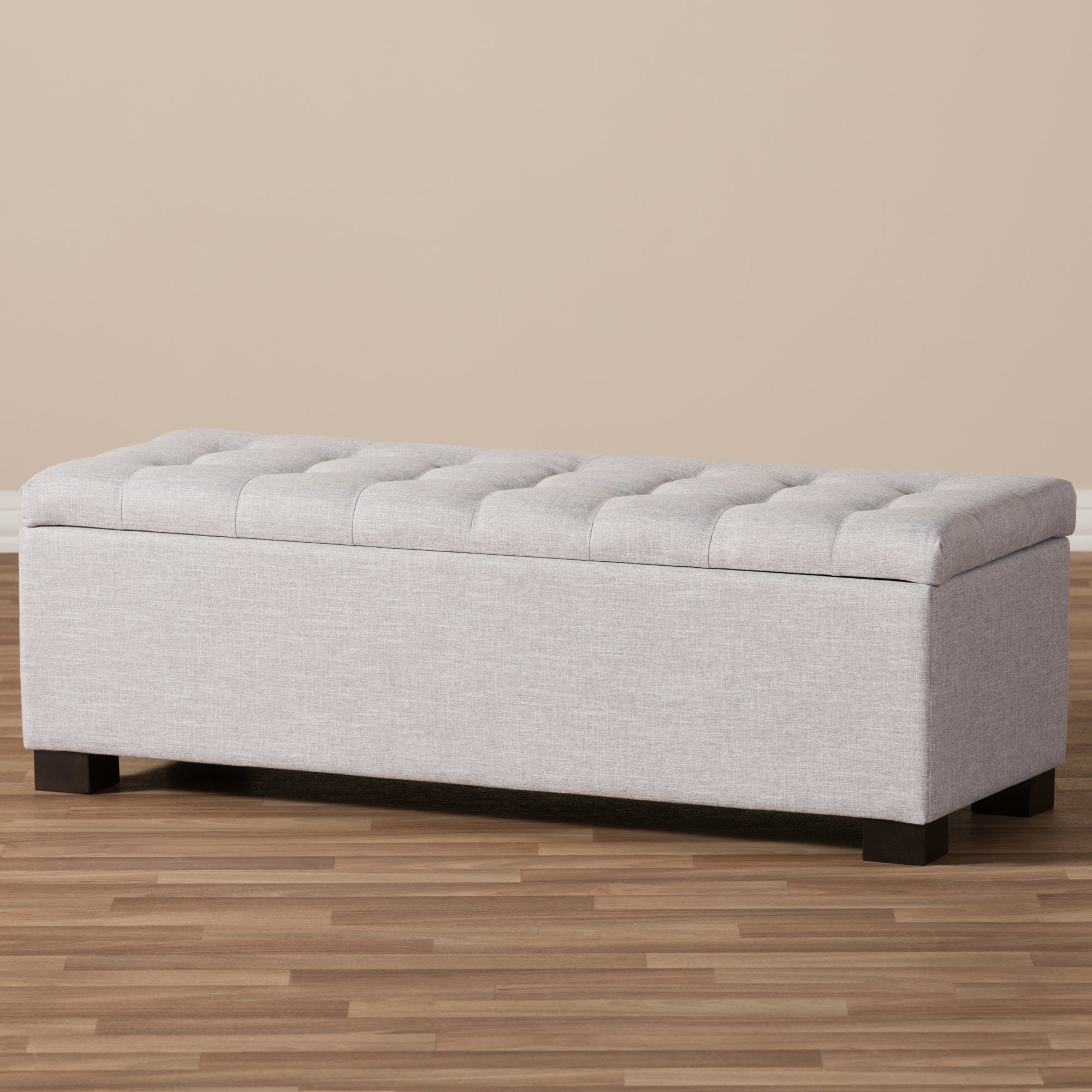 RoaNoke Modern and Contemporary Fabric Upholstered Grid-Tufting Storage Ottoman