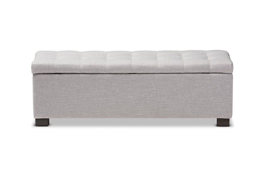 RoaNoke Modern and Contemporary Fabric Upholstered Grid-Tufting Storage Ottoman