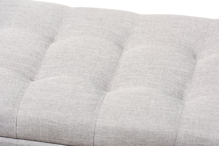 RoaNoke Modern and Contemporary Fabric Upholstered Grid-Tufting Storage Ottoman