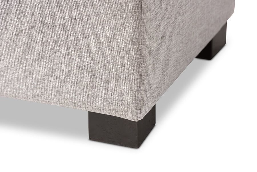 RoaNoke Modern and Contemporary Fabric Upholstered Grid-Tufting Storage Ottoman