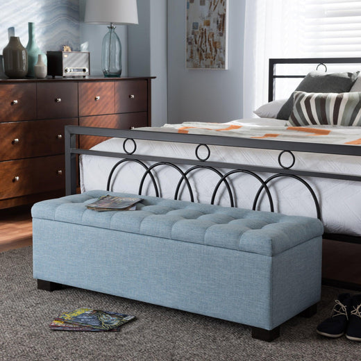 RoaNoke Modern and Contemporary Fabric Upholstered Grid-Tufting Storage Ottoman