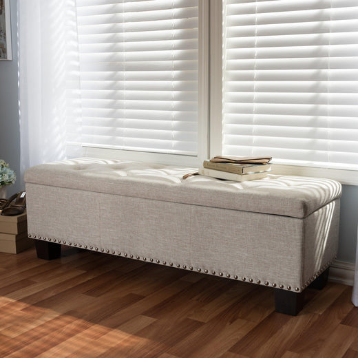 Hannah Modern and Contemporary Fabric Upholstered Button-Tufting Storage Ottoman