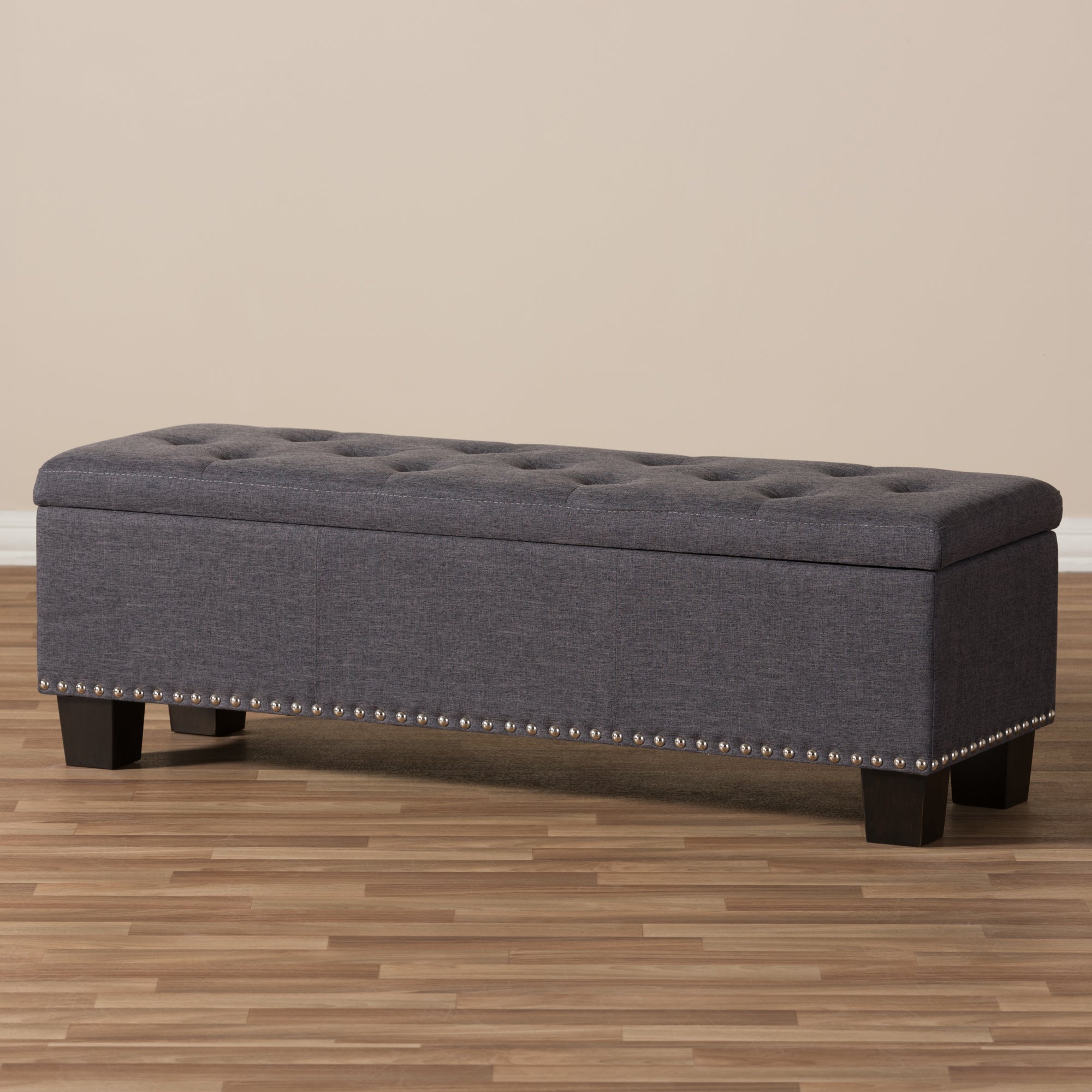 Hannah Modern and Contemporary Fabric Upholstered Button-Tufting Storage Ottoman