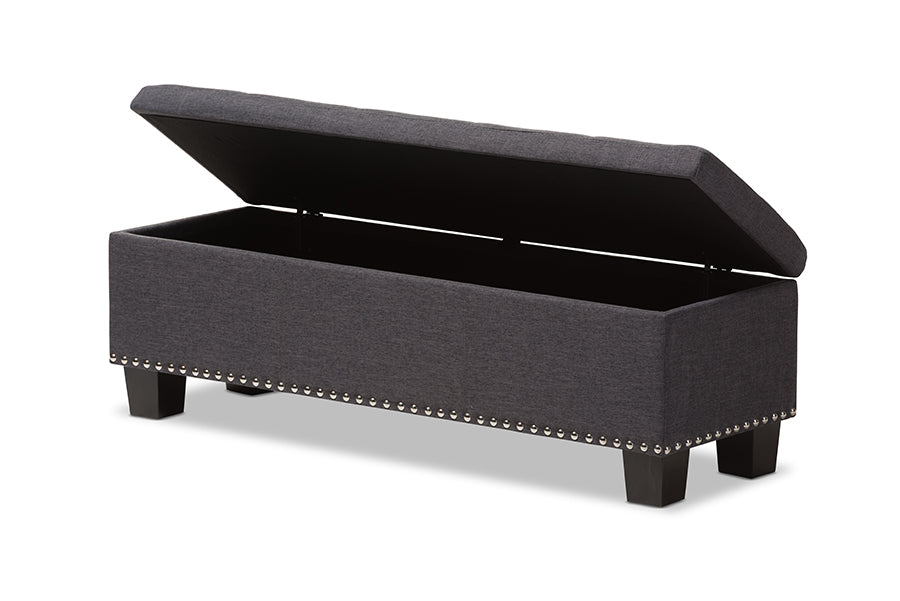 Hannah Modern and Contemporary Fabric Upholstered Button-Tufting Storage Ottoman