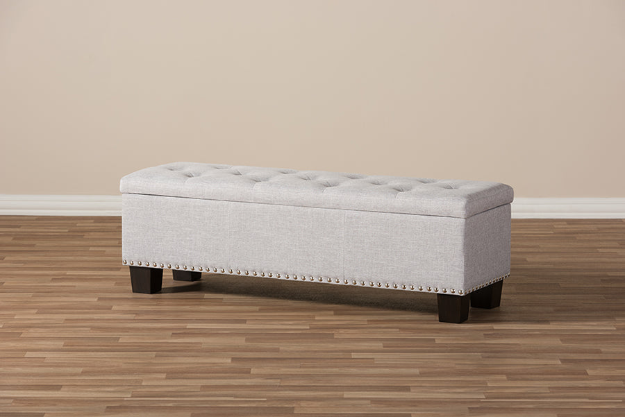 Hannah Modern and Contemporary Fabric Upholstered Button-Tufting Storage Ottoman