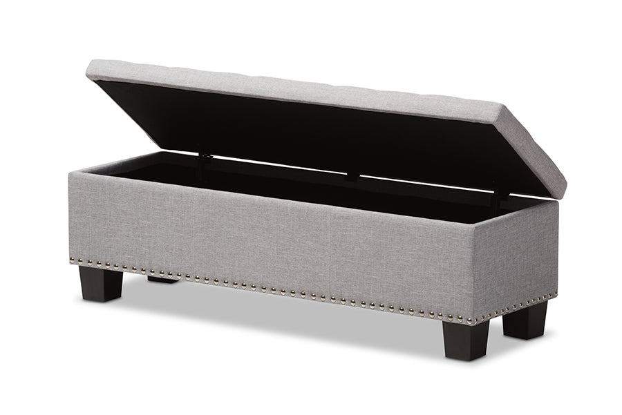 Hannah Modern and Contemporary Fabric Upholstered Button-Tufting Storage Ottoman