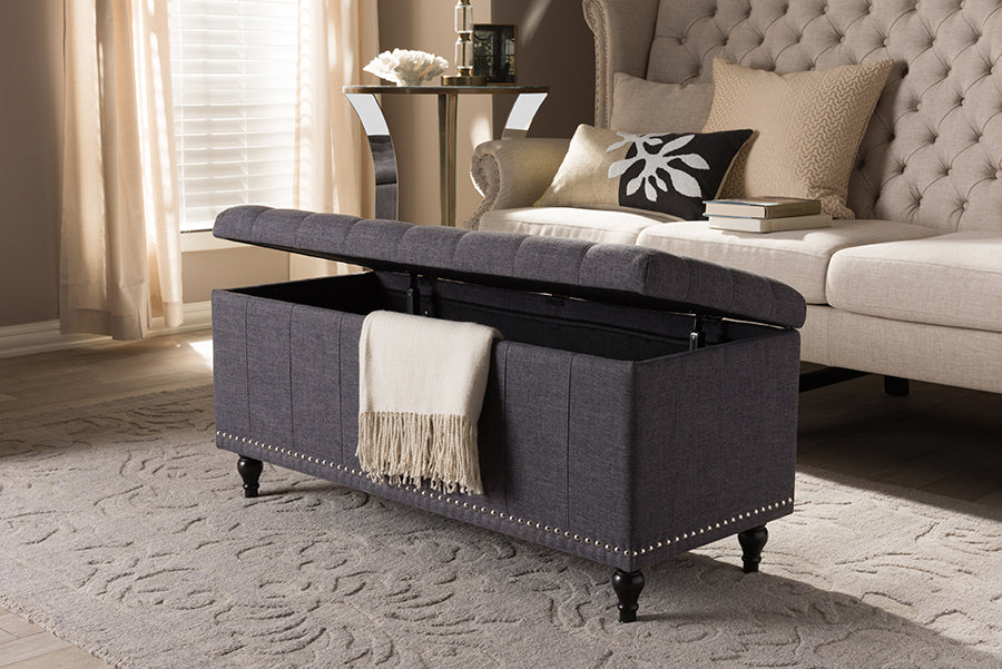 Kaylee Modern Classic Fabric Upholstered Button-Tufting Storage Ottoman