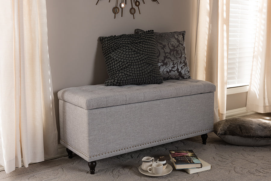 Kaylee Modern Classic Fabric Upholstered Button-Tufting Storage Ottoman