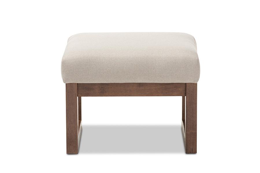 Yashiya Mid-century Retro Modern Light Fabric Upholstered Ottoman Stool