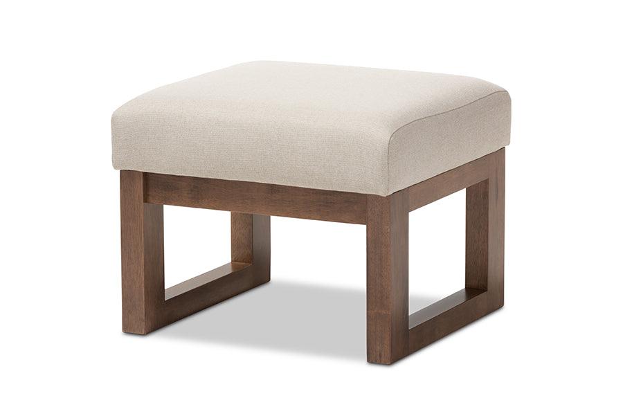 Yashiya Mid-century Retro Modern Light Fabric Upholstered Ottoman Stool