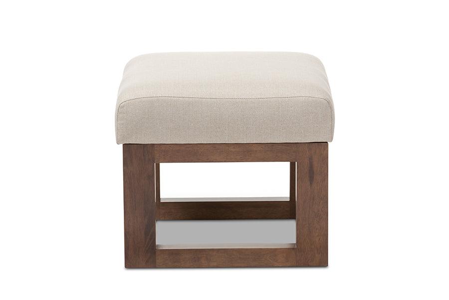 Yashiya Mid-century Retro Modern Light Fabric Upholstered Ottoman Stool