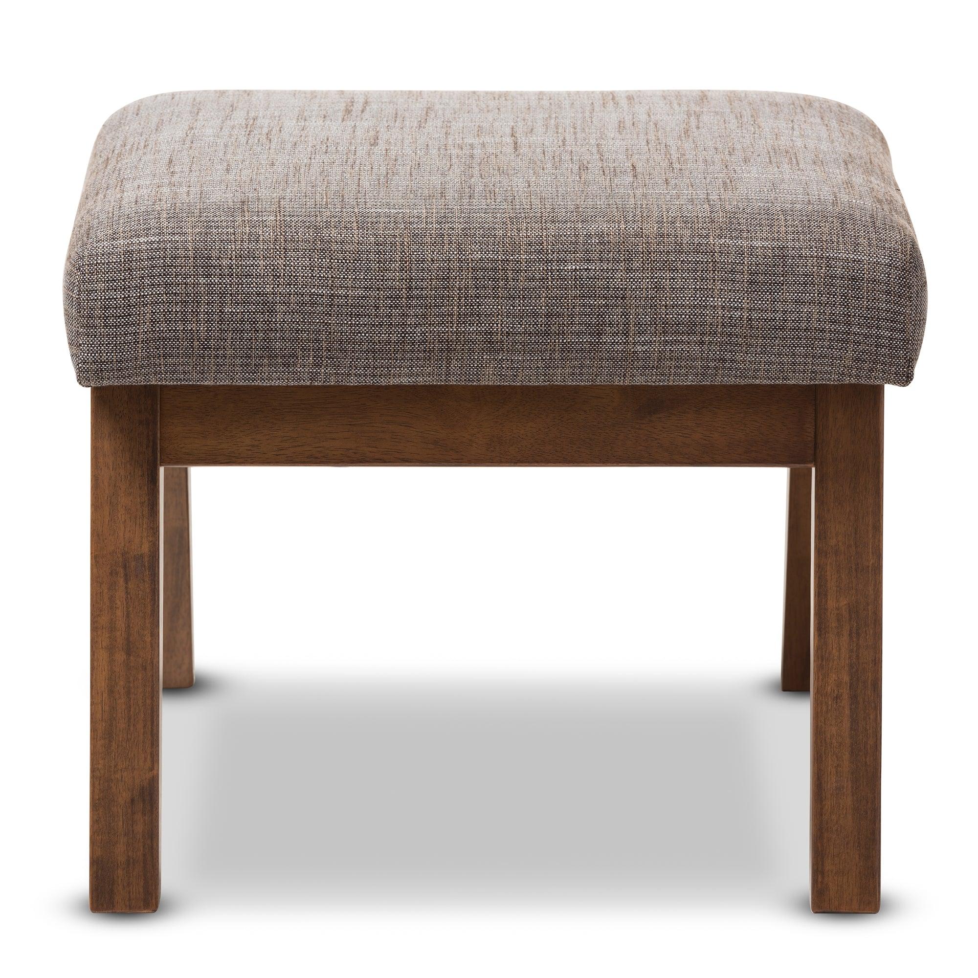 Aberdeen Mid-Century Modern Wood Finishing and Gravel Fabric Upholstered Ottoman
