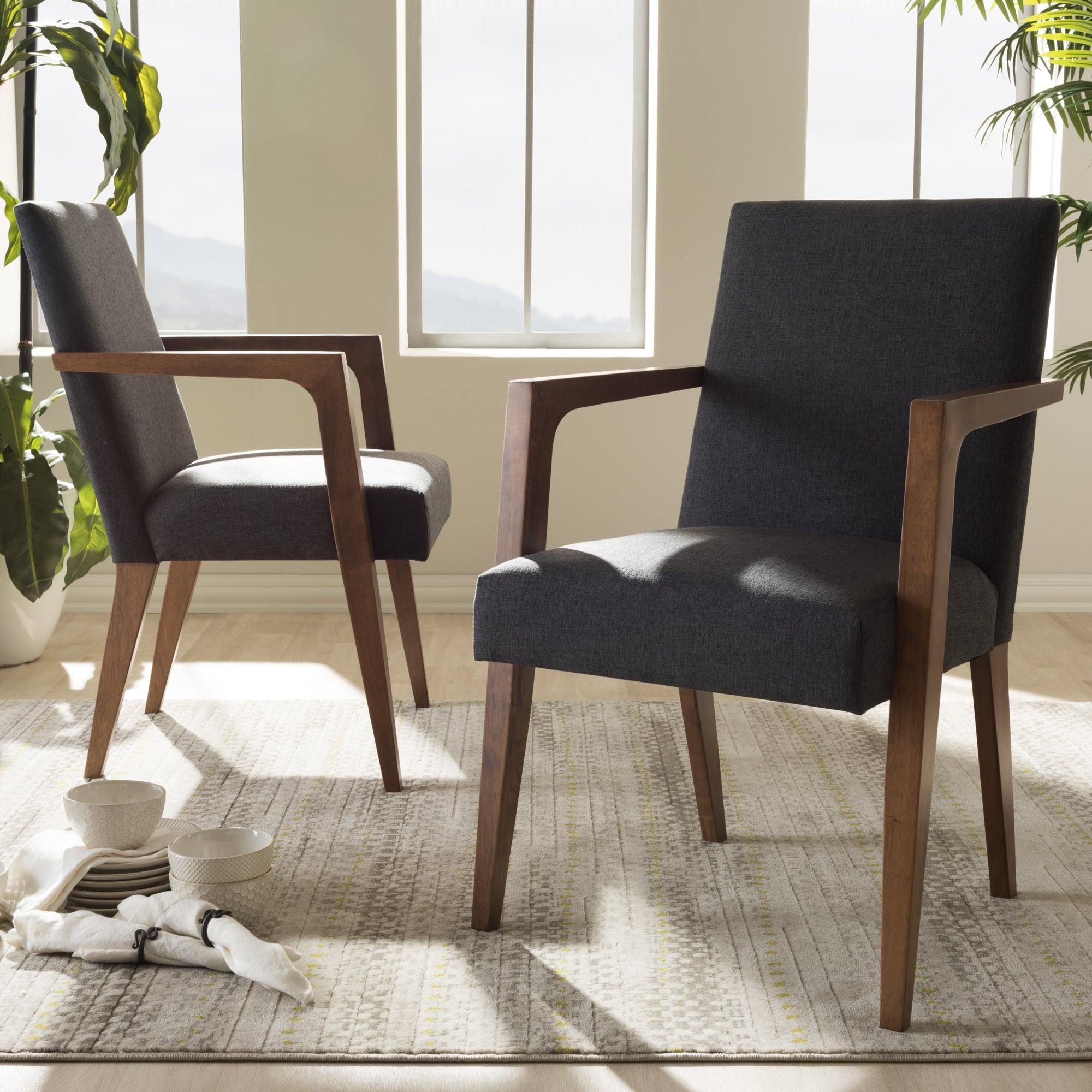 Andrea Mid-Century Modern Dark Upholstered Wooden 2-Piece Lounge Set