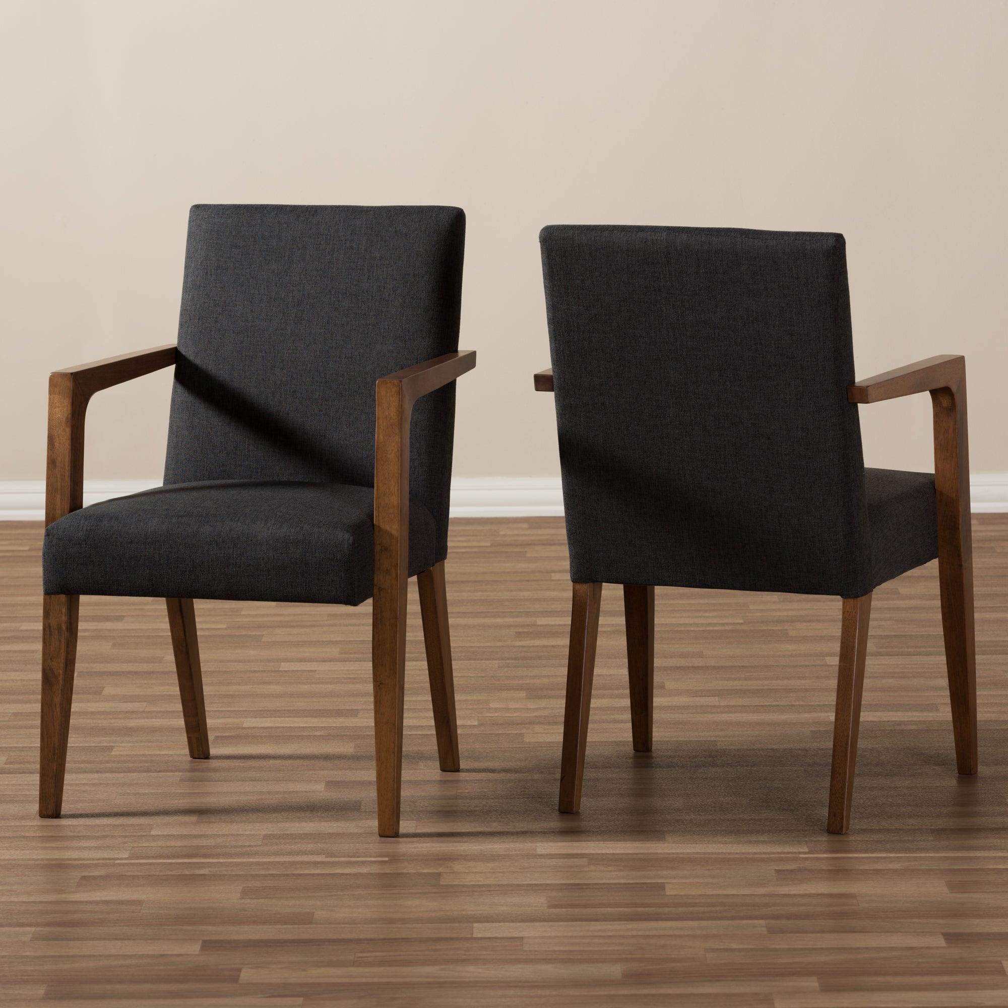 Andrea Mid-Century Modern Dark Upholstered Wooden 2-Piece Lounge Set