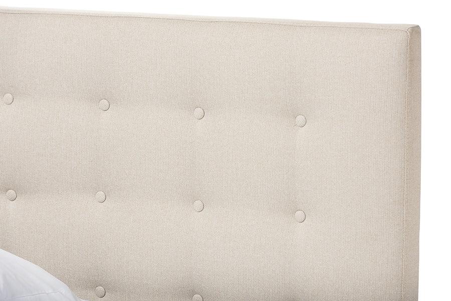Alinia Mid-century Retro Modern Light Fabric Upholstered Wood Platform Bed