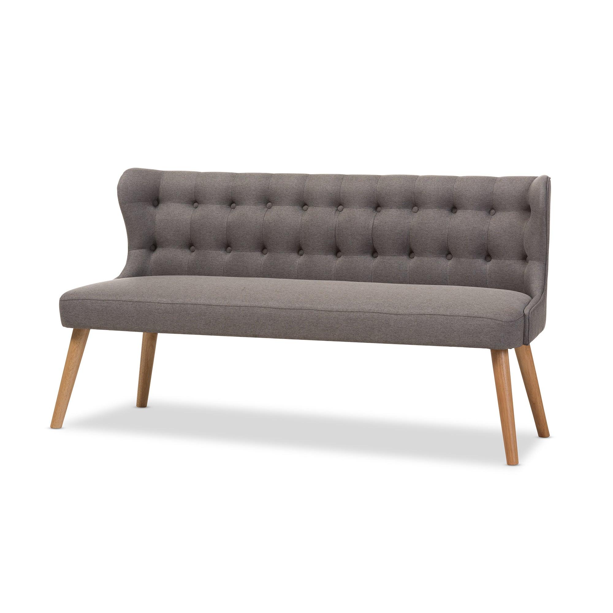 Melody Mid-Century Modern Fabric and Wood Finishing 3-Seater Settee Bench