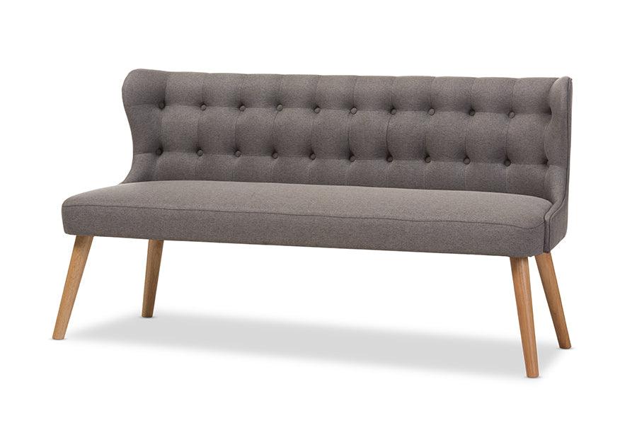 Melody Mid-Century Modern Fabric and Wood Finishing 3-Seater Settee Bench