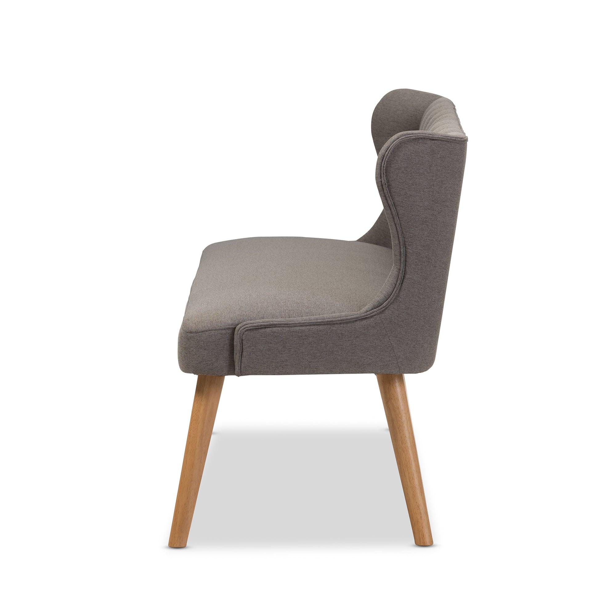 Melody Mid-Century Modern Fabric and Wood Finishing 3-Seater Settee Bench